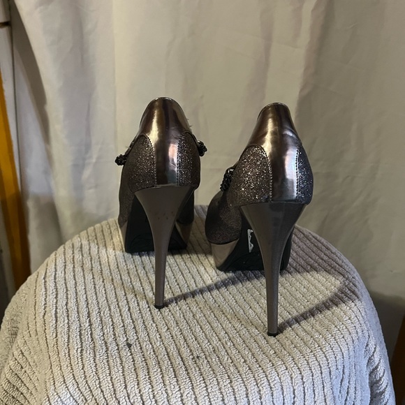 Women’s Dereon Peep Toe Platform Sequin High Heel Shoes - Picture 3 of 6